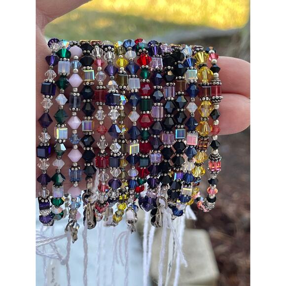 Bali Silver and Topaz - Handcrafted Austrian Crystal Beads Bracelet Jewelry - Picture 7 of 7